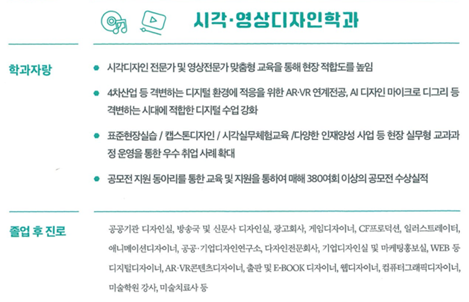 시각영상디자인학과 취업정보 정리